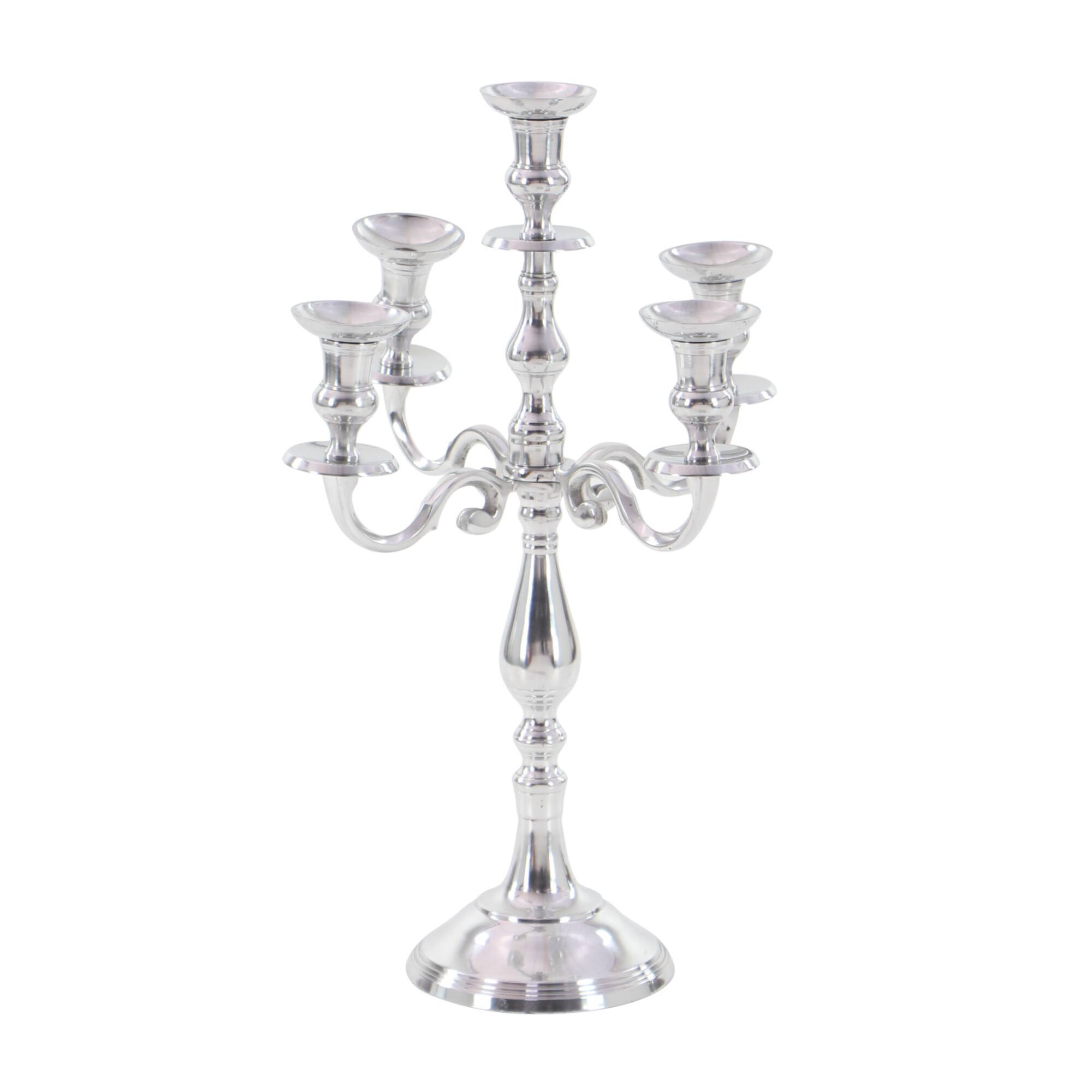 Silver Aluminum Traditional Candlestick Holders, 24" x 16" x 16"